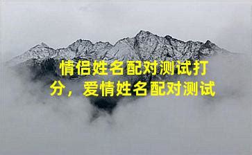 情侶速配姓名測試打分,測試男女姓名配對指數